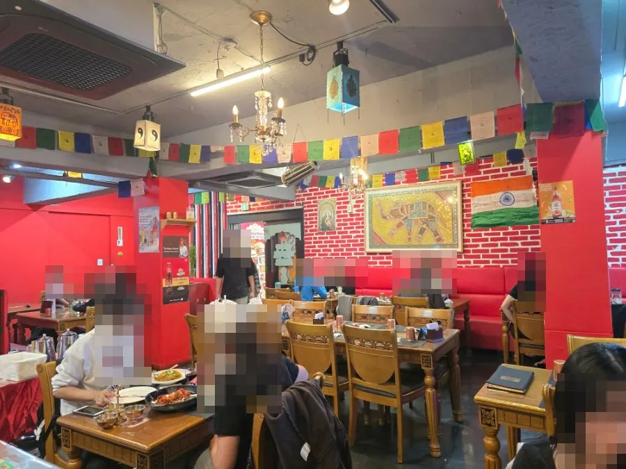 Table setting inside the 2nd-floor India Darbar restaurant