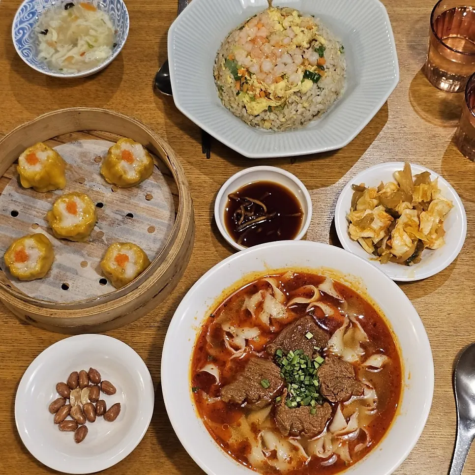 Table set with lunch order at Sinbok Myeongwan