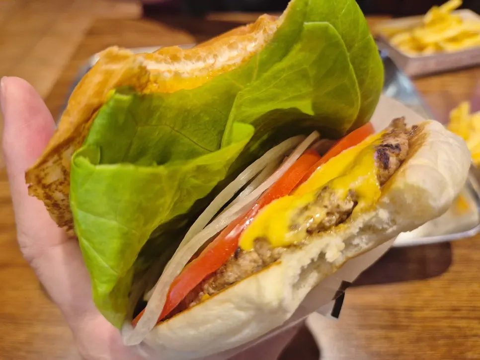 토마토와 양파가 들어간 바스버거 속