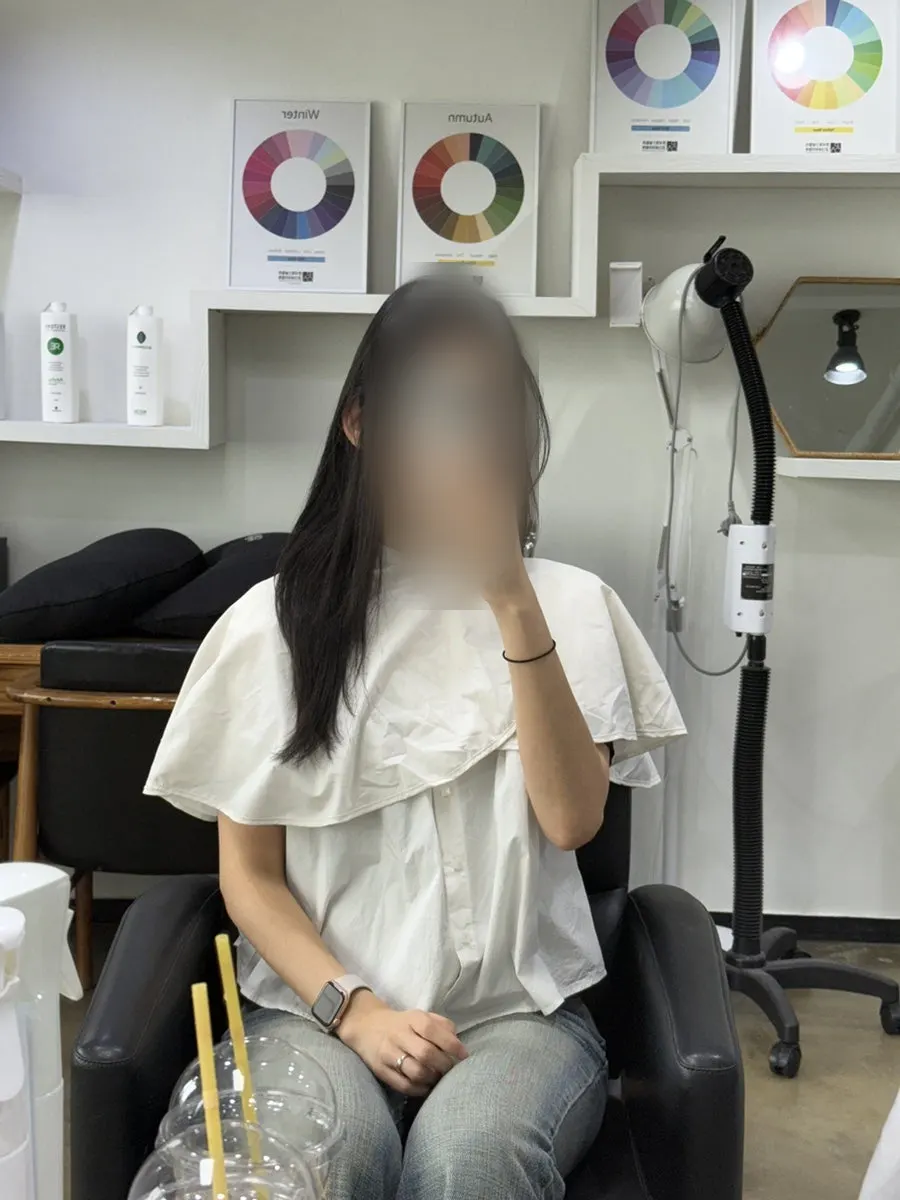 레이어드컷 기장 상담 중인 모습