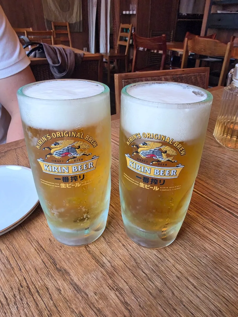 キリン生ビール435mlのグラス2杯
