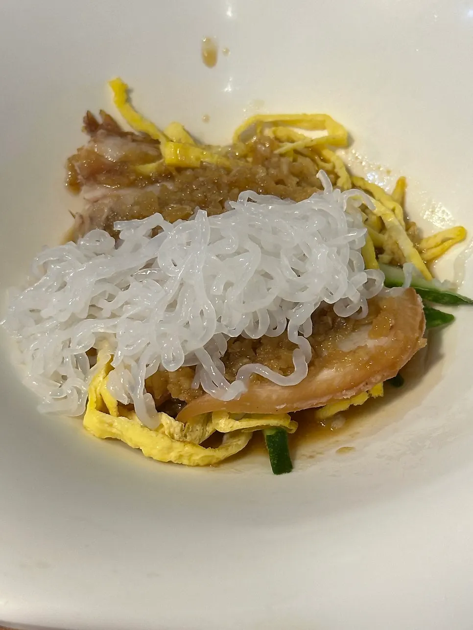 A plate of cold jokbal salad served as a complimentary starter