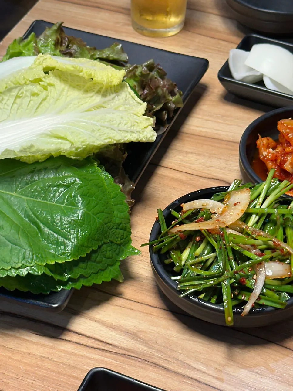 Lettuce, perilla leaf, and cabbage for wraps