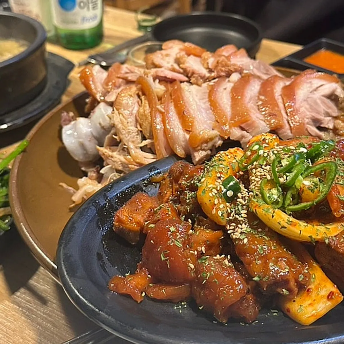 Half-and-half jokbal spread at The Jokbal Sindorim Main Branch