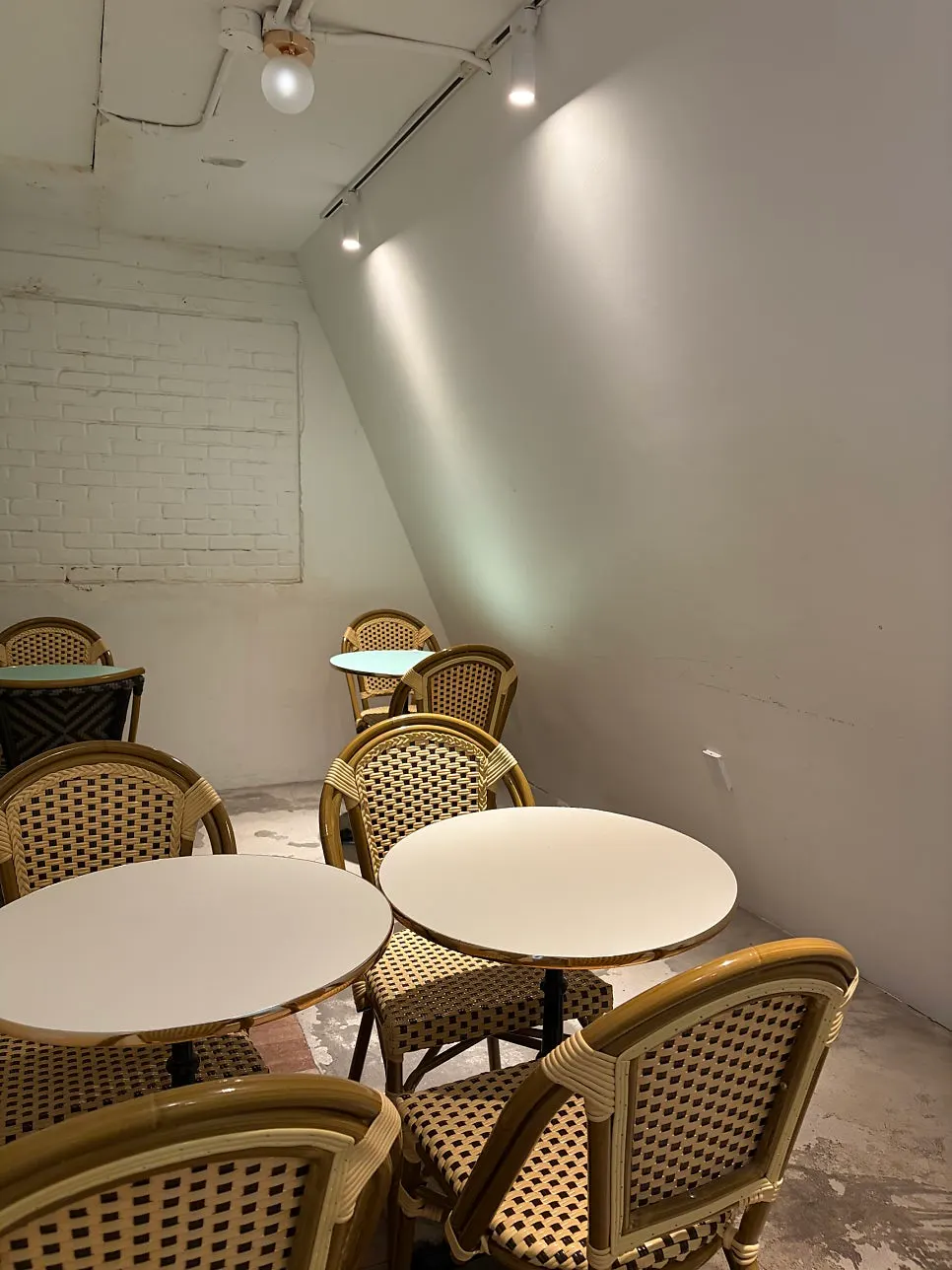 Indoor seating at Bakerist Brown split into several zones
