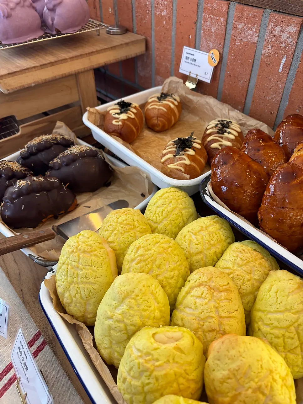 Display corner with a variety of baked goods