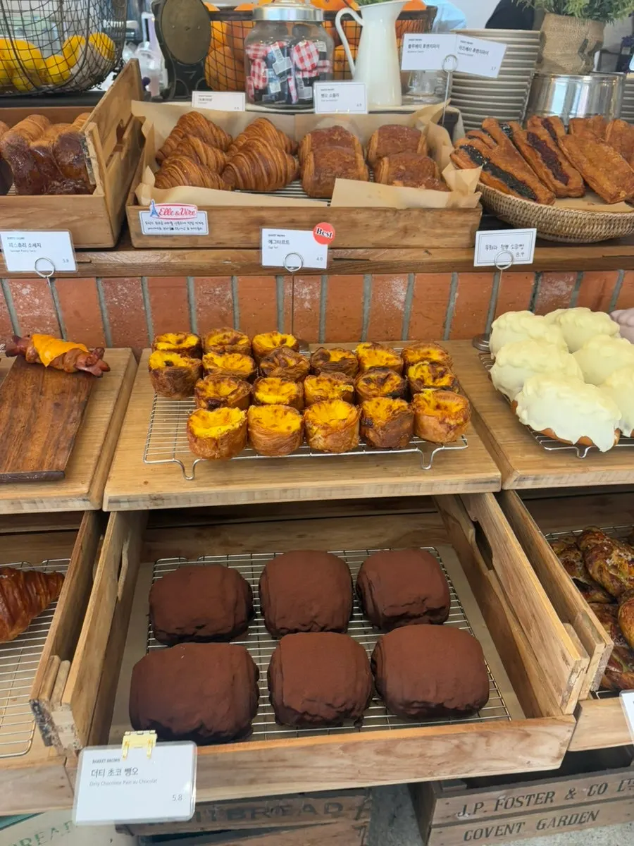 Croissants and pastries on display