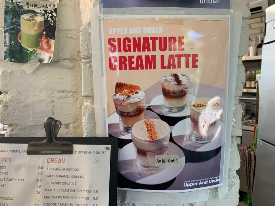 Order counter with an English menu on display
