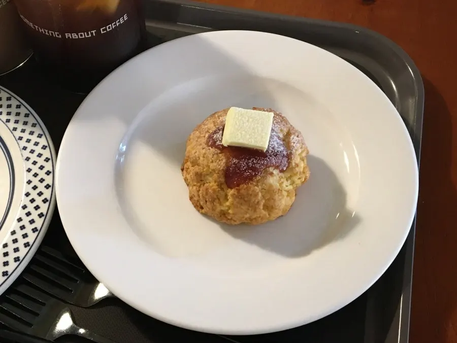 Cross-section of a bite taken from the Mont Blanc cheesecake