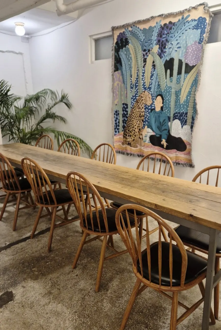 Basement floor seating at Bakerist Brown