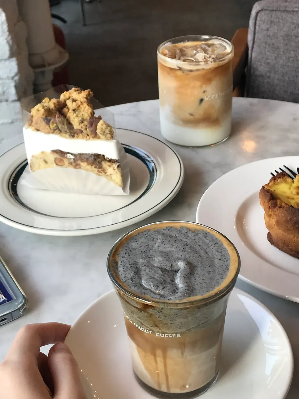 A glass of iced vanilla latte