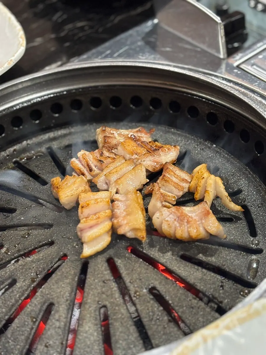 Scored hangjeongsal grilled golden brown