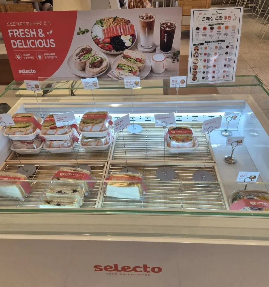 Sandwiches on display in the case