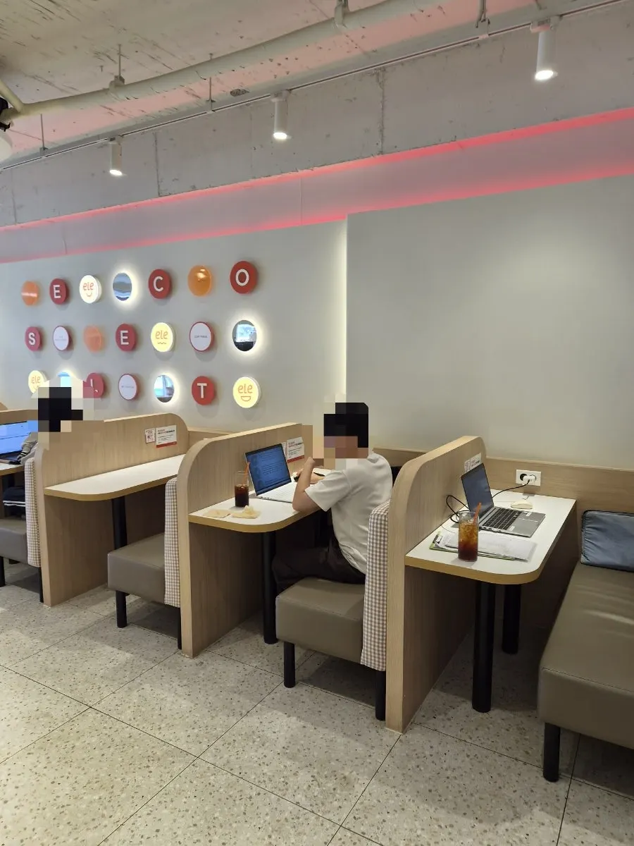 Overview of café interior seating