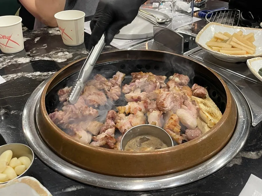 A plate of ordered raw Jeju black pork