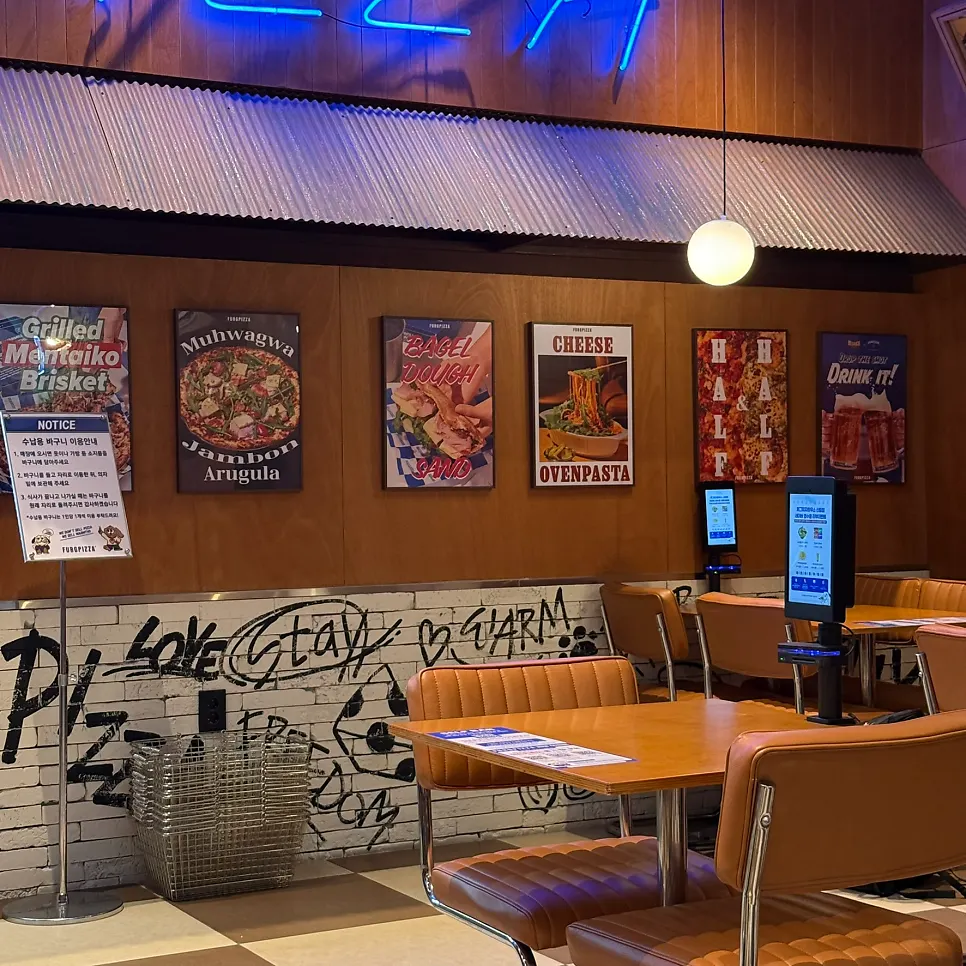 Graffiti-decorated stairway wall