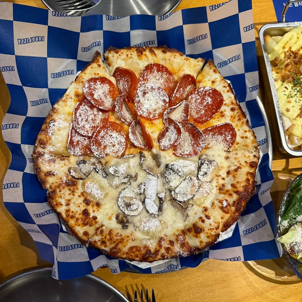 Truffle mushroom gnocchi pizza loaded with mushrooms