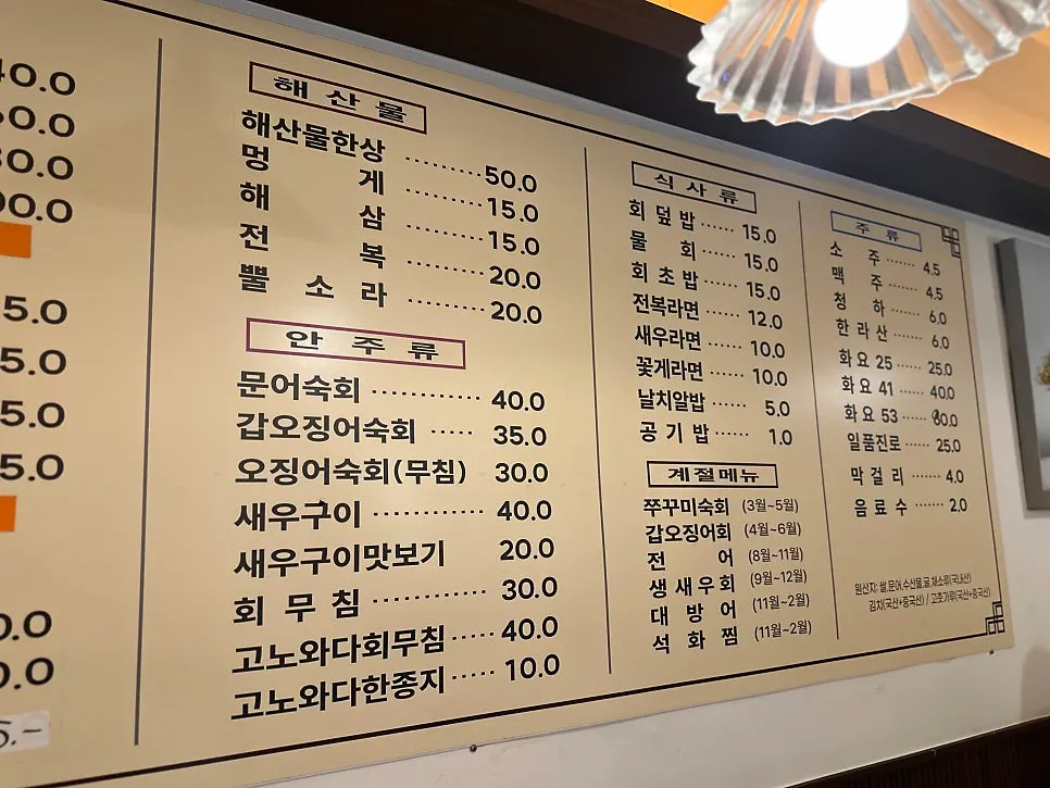 신통영 경성대점 내부 테이블