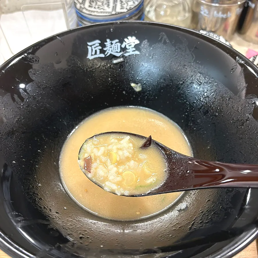 Emptied bowl of Shomendo's tonkotsu ramen