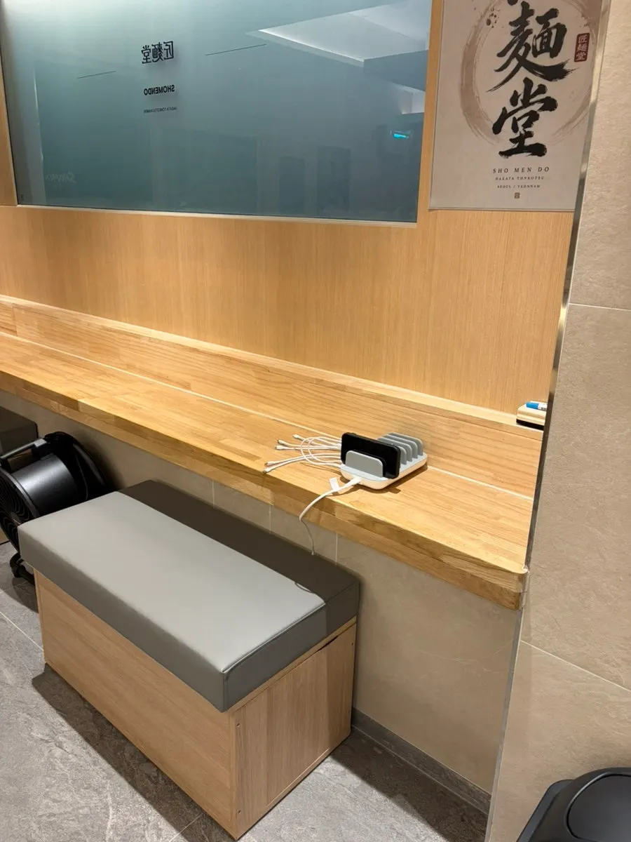 Phone charger set up at the seats