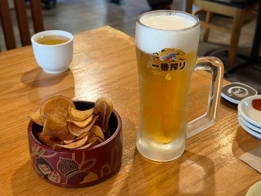 Sweet potato chips served as a side dish
