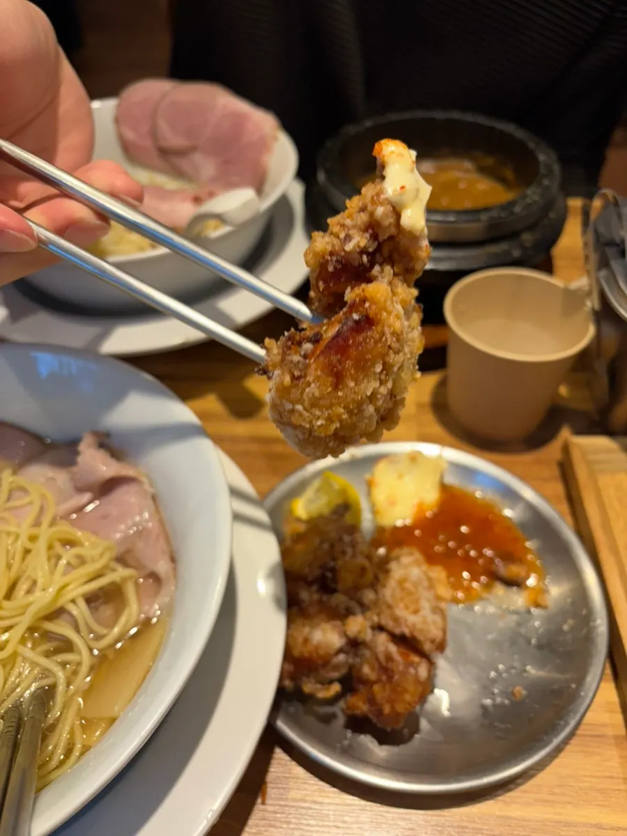 House-made karaage with lemon and sauces
