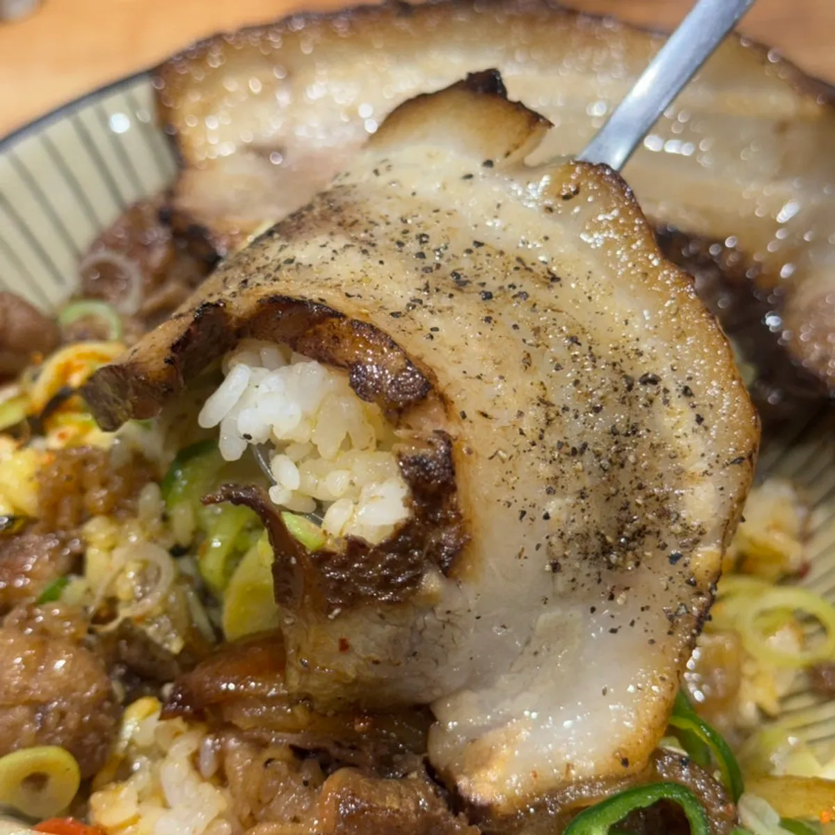 Spicy pork belly chashu gyudon