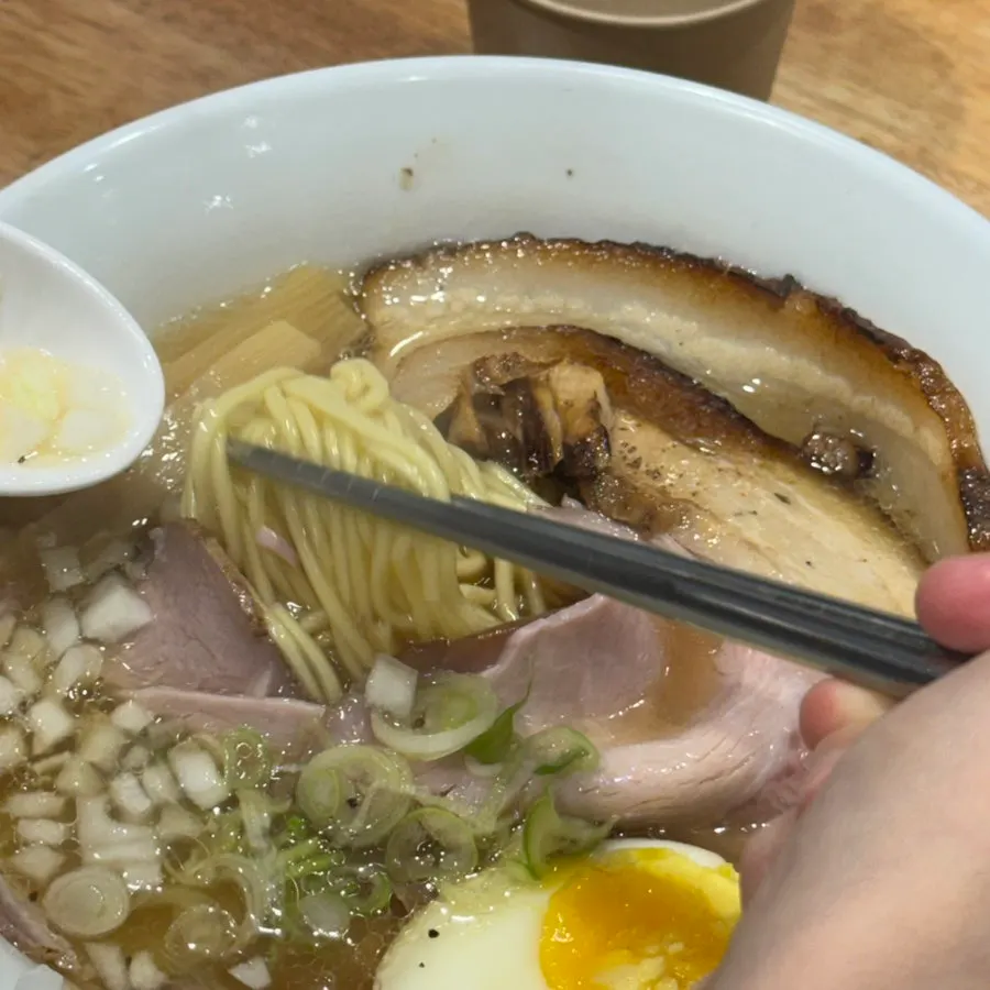 Empty ramen bowl after finishing the broth