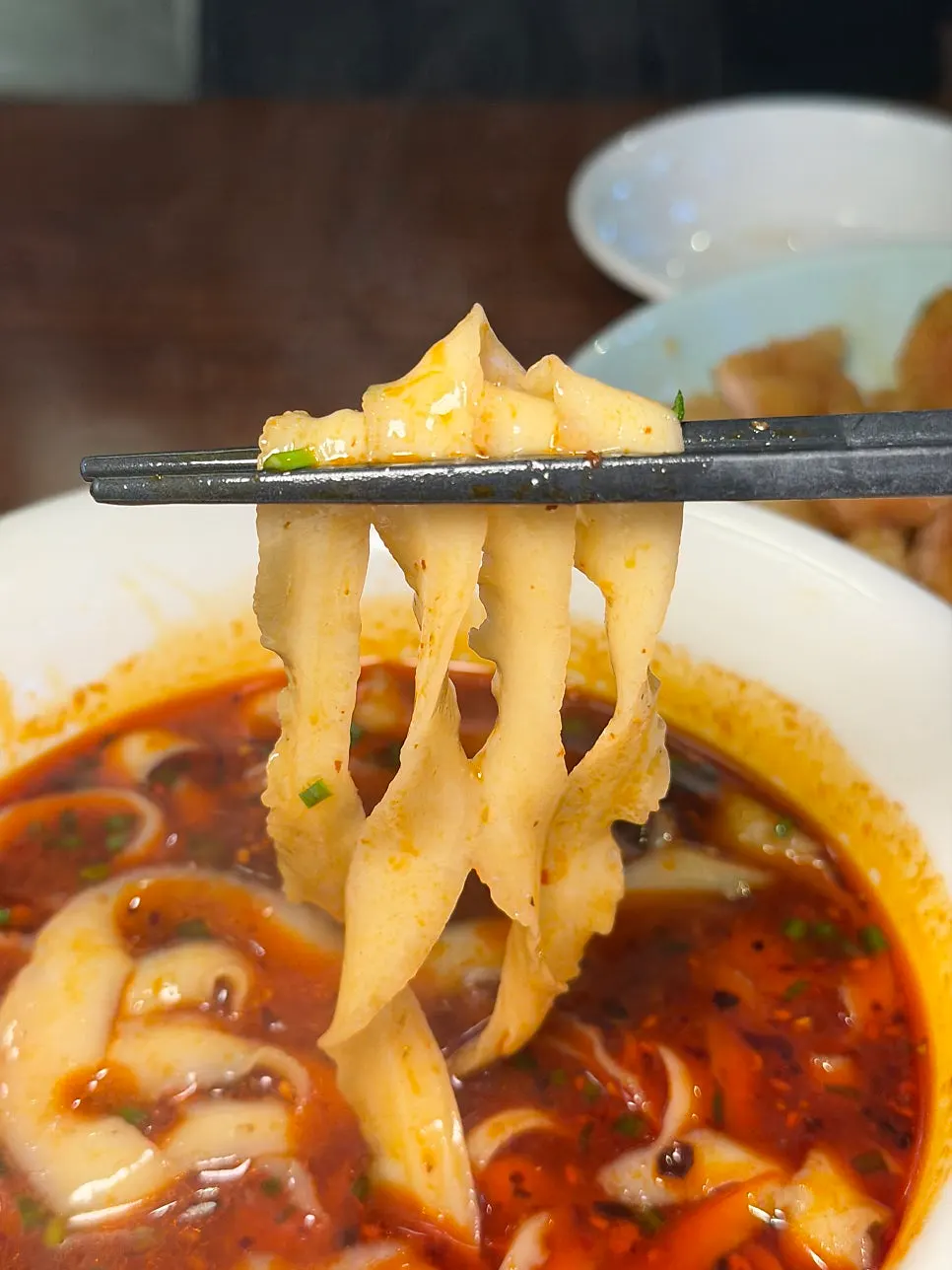 Sichuan-style beef knife-cut noodles topped with beef