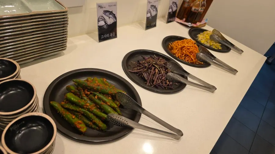Korean self-bar side dish selection