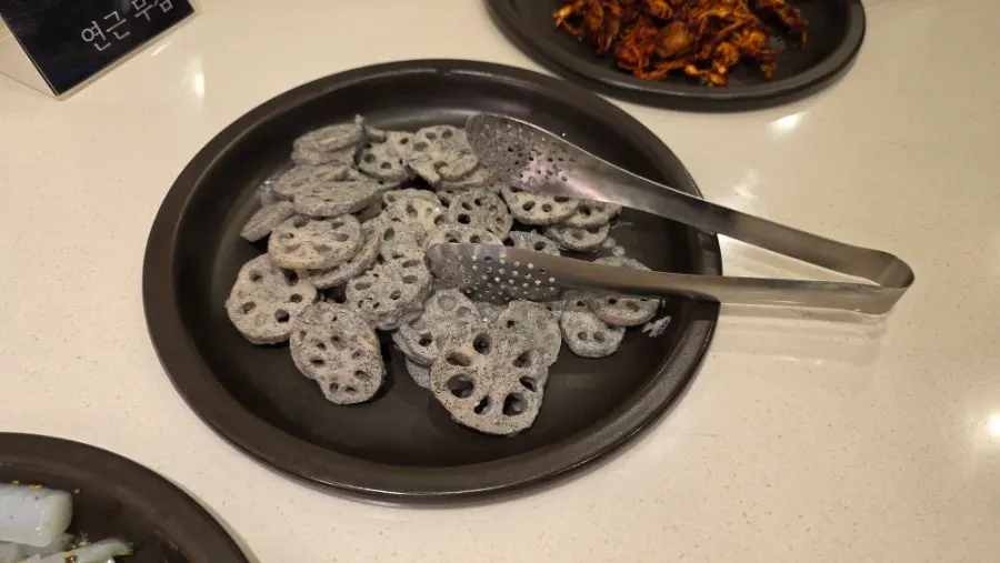 Lotus root side dish at the self bar