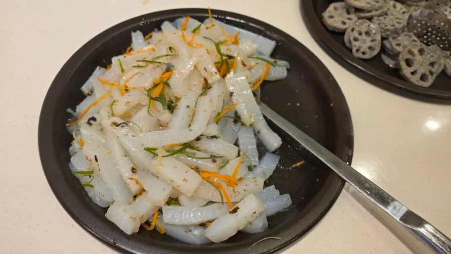 Cheongpomuk and self-bar side dishes