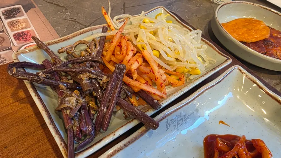 Bibimbap ingredients and self-bar side dishes