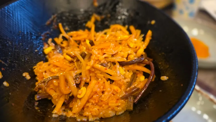 Bibimbap with self-bar side dishes