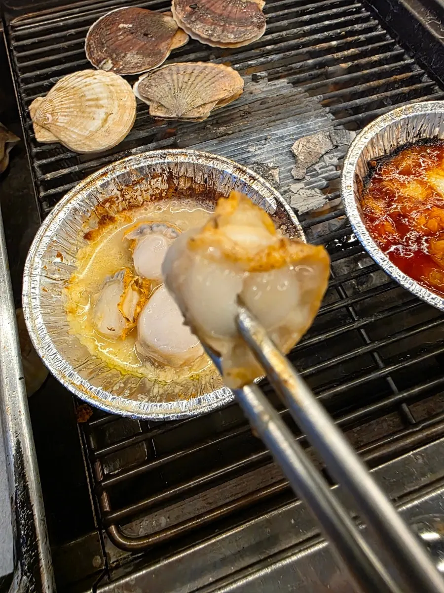 Cooked shellfish with shells opened