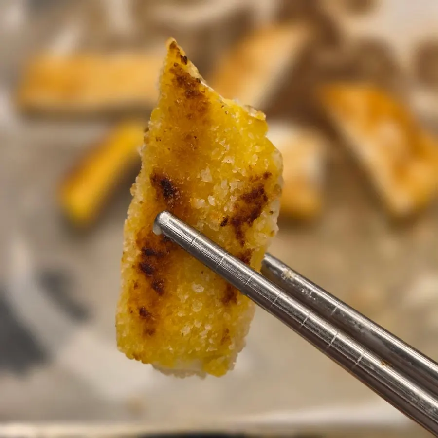 Crispy fried hash browns as the final side dish