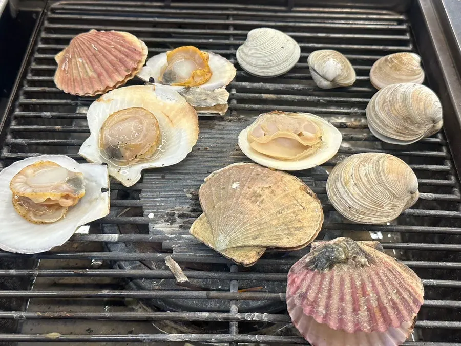 Grill plate piled high with shellfish