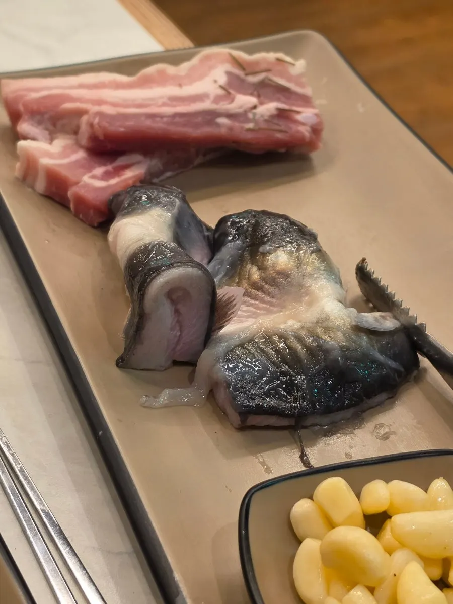Eel and pork belly brought back from the self-serve bar