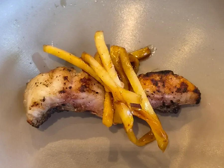 Freshwater eel grilling skin-side down