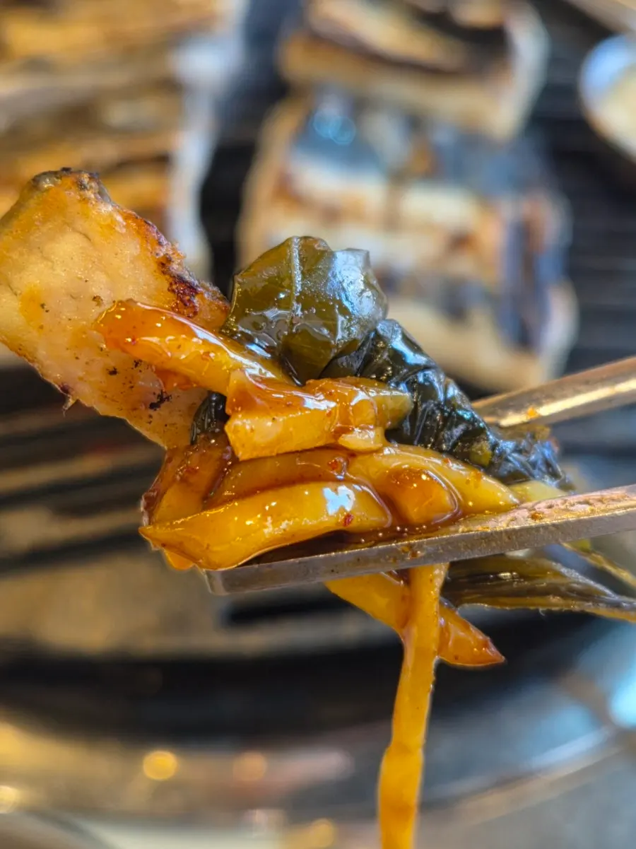 Plate of freshwater eel refilled from the self-serve bar