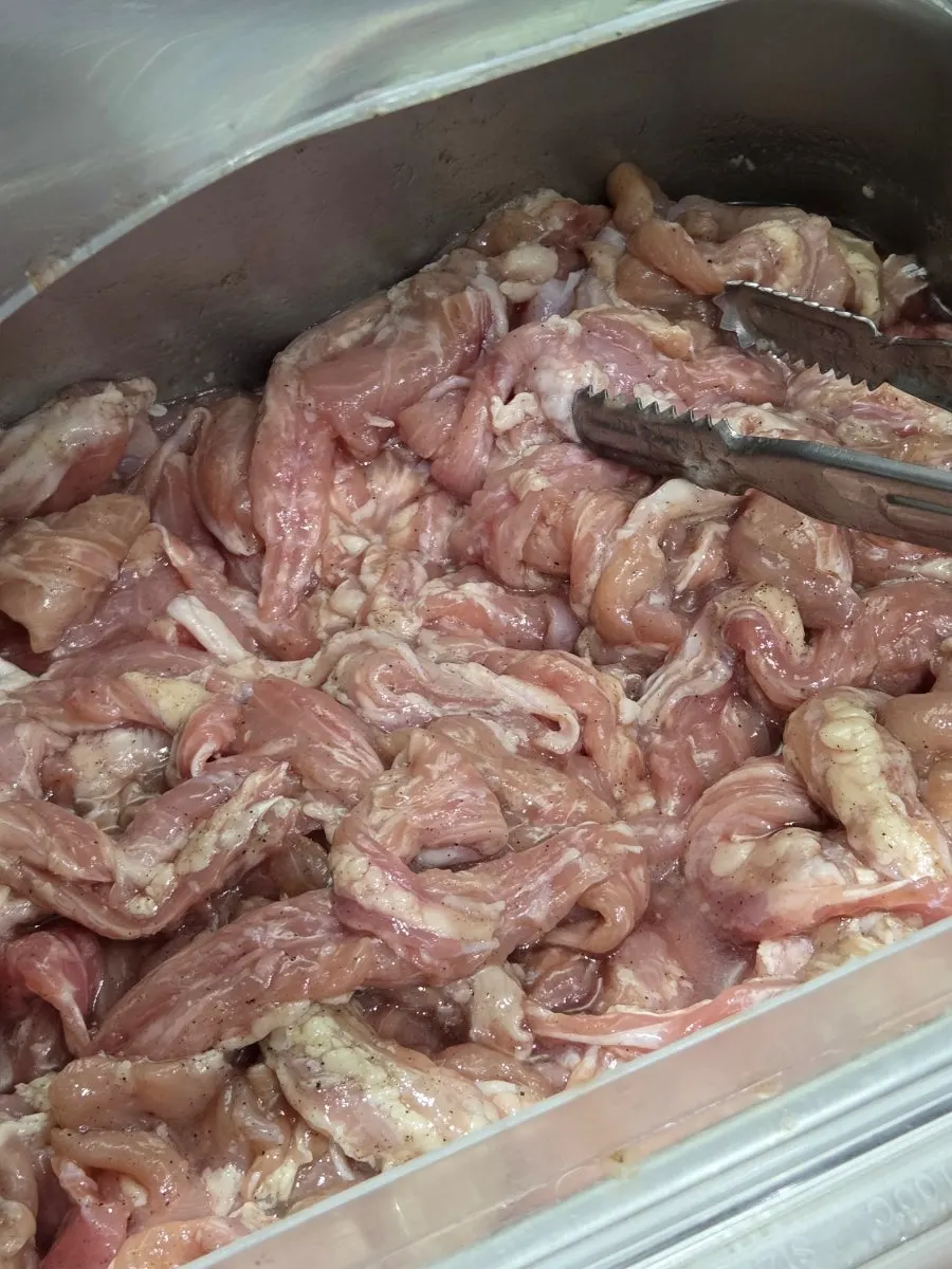 Plenty of pork belly and chicken neck at the self-bar