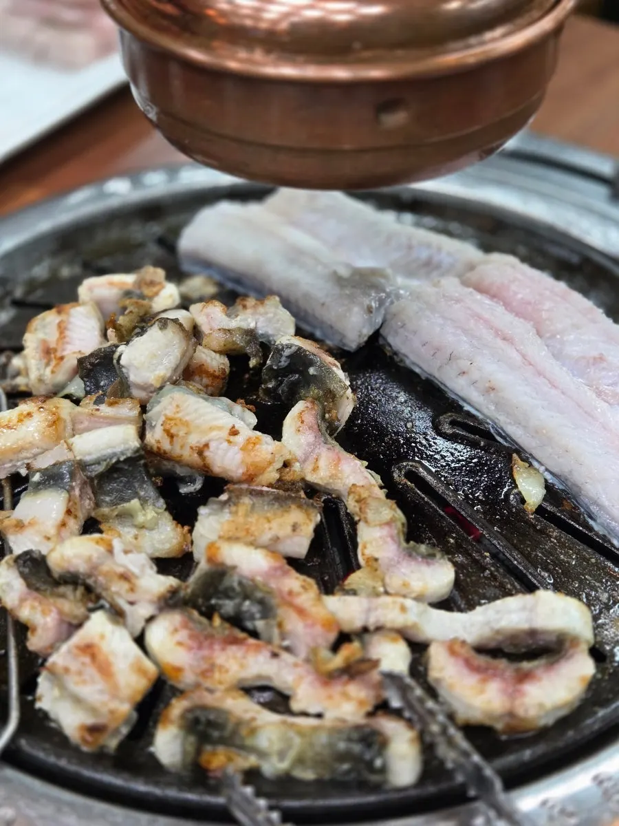Freshwater eel cut into small pieces and grilled