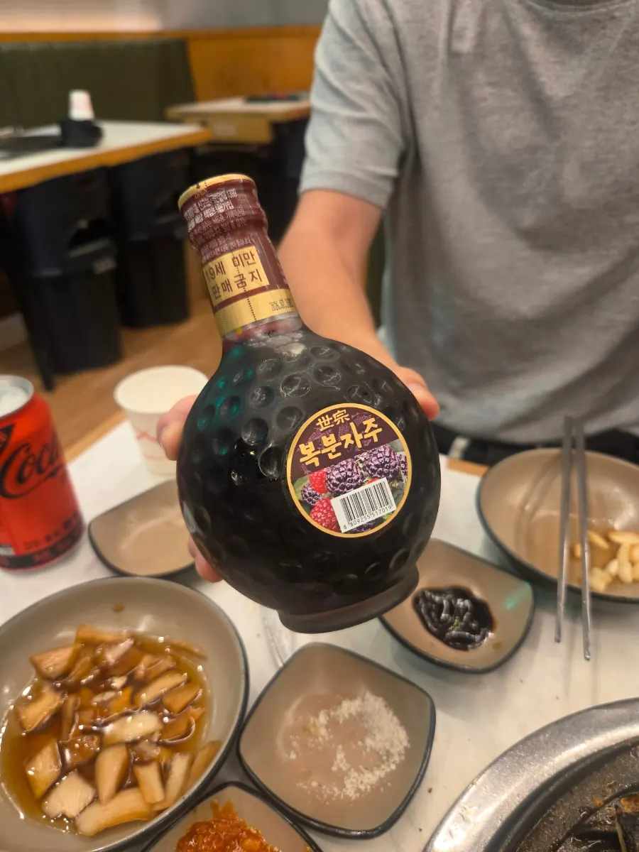 송림복장어에서 주문한 참 복분자 한 병