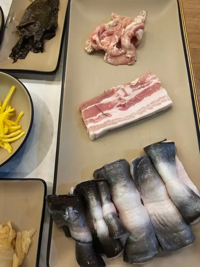 Korean freshwater eel and meat selection