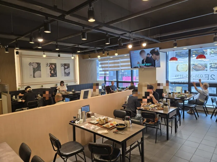 Clean dining hall with generous seating space