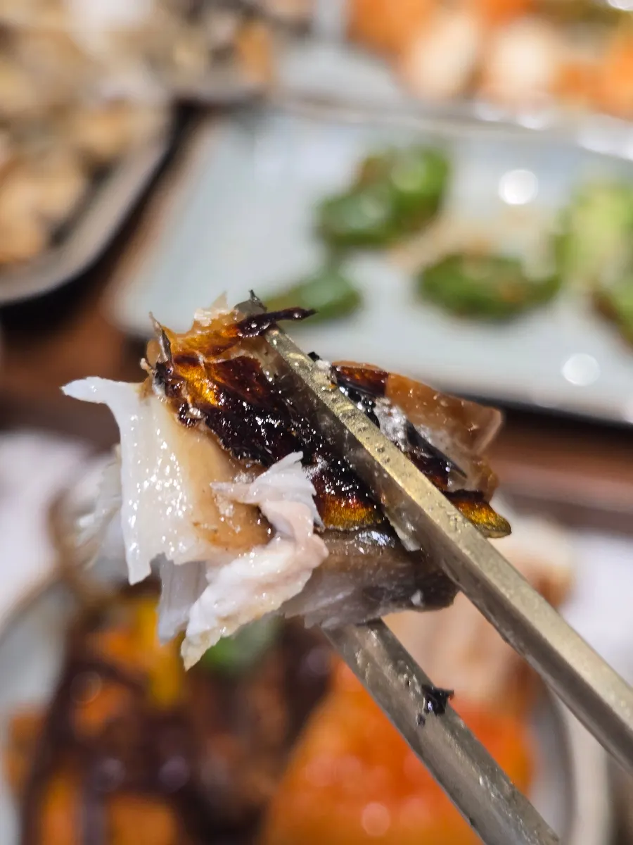 Oven-grilled mackerel with flesh packed full