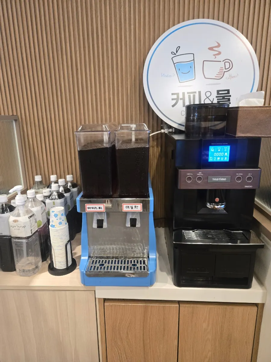 Dessert corner with coffee and plum tea