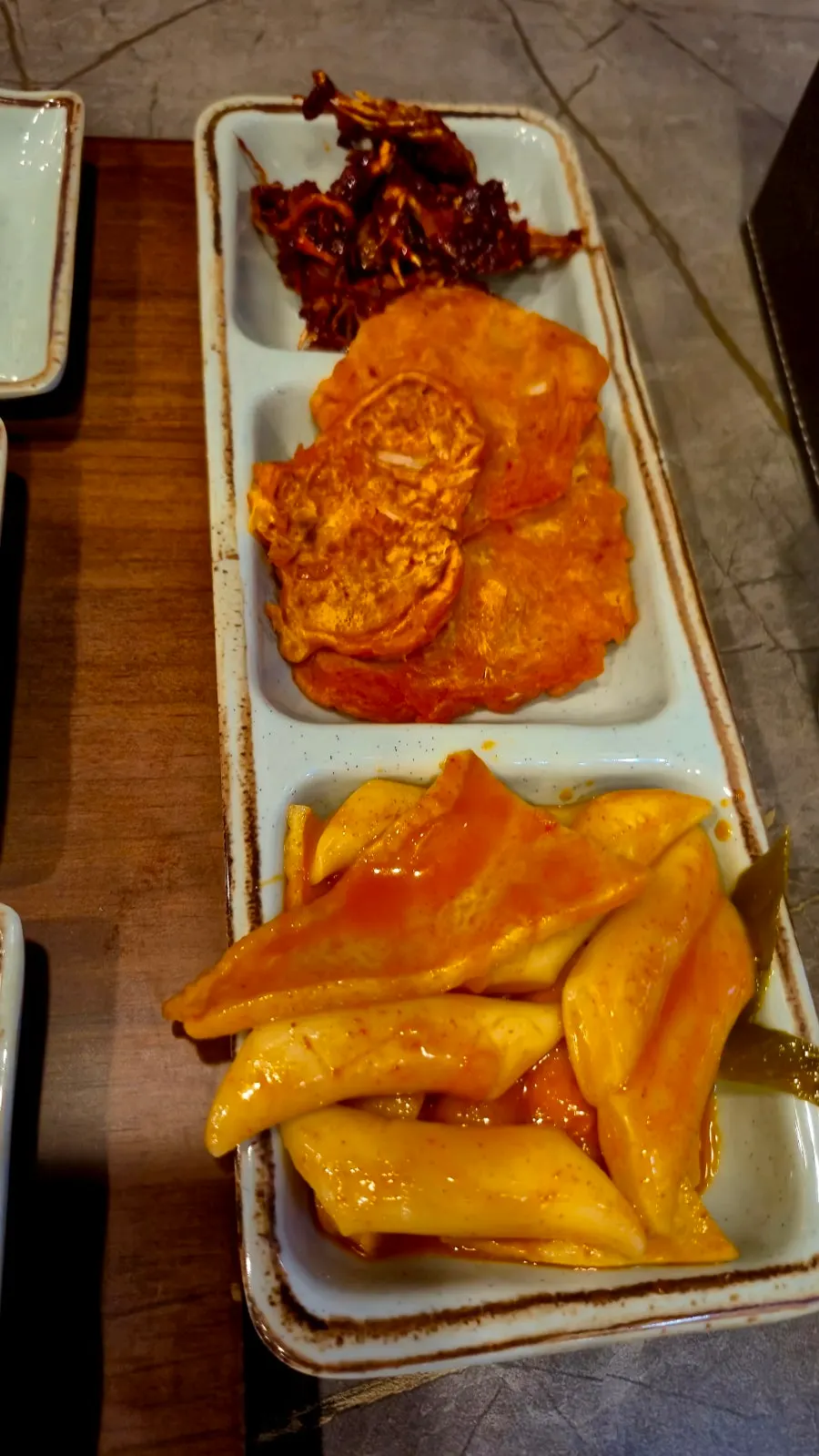 A plate of side dishes brought from the self-bar