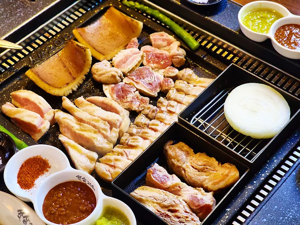A large grill filled with meat