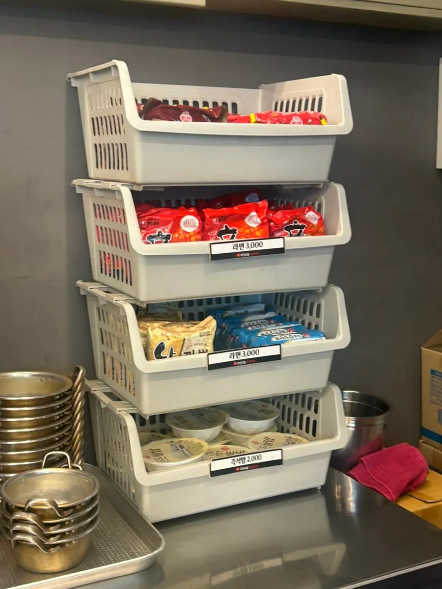 Self-service bar with 4 types of meat and sides ready